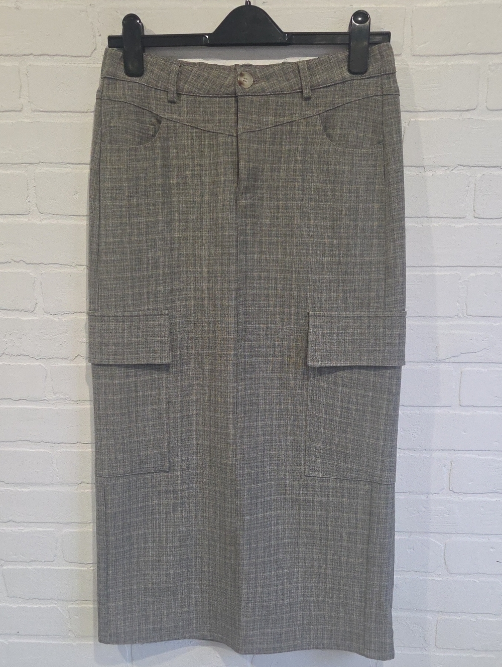 Women's Grey Midi Cargo Pocket Skirt